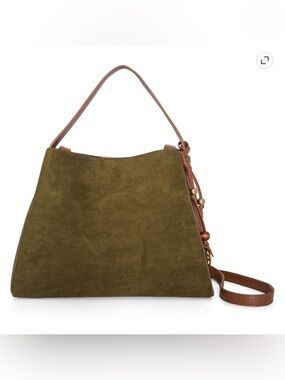 Like Dreams Women’s Adjustable Top Handle Solace Suede Bag. Olive.